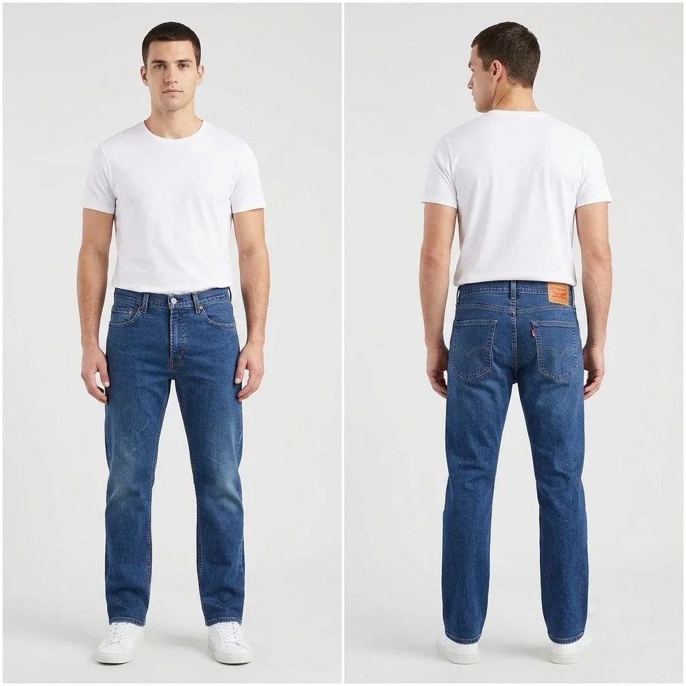 Levi's 505 Mens Jeans 36x29 Regular Fit Straight Leg‎ Blue Wash Denim Stretch